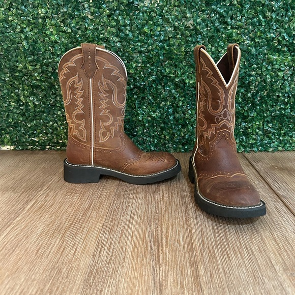 Justin Women’s 7.5B Brown Leather Roper Cowboy Boots – Western Classic - Picture 2 of 10